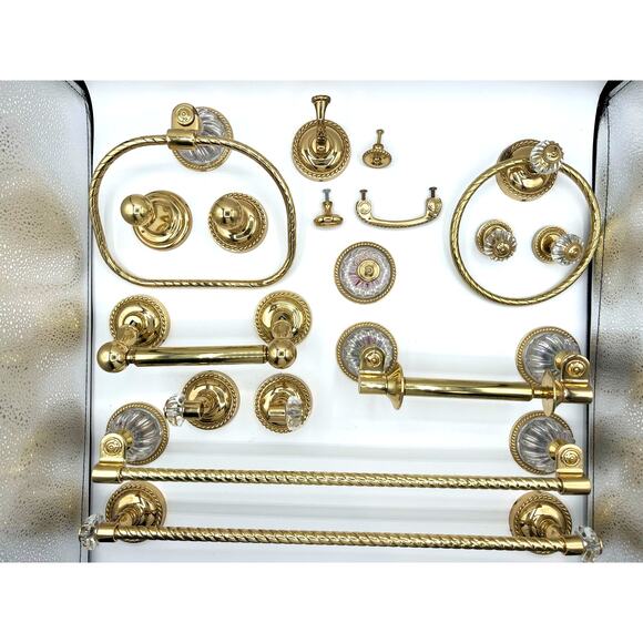 Antique Polished Brass Towel Bar And Bathroom Accessories  Hardware‎ Set - Picture 1 of 10